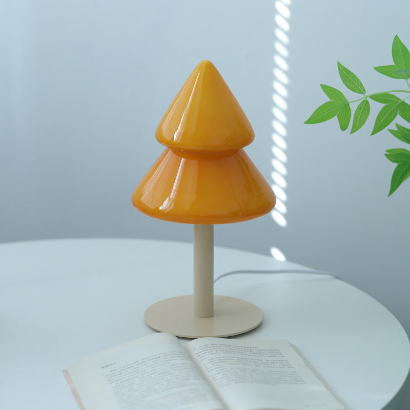 Modern Art Deco Iron Glass Christmas Tree LED Table Lamp For Bedroom