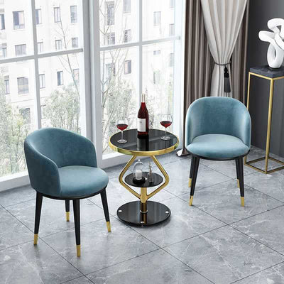 Zeitgenössischer nordischer runder Lutscher-Glas-Edelstahl-Beistelltisch 2-stufig für das Wohnzimmer 
