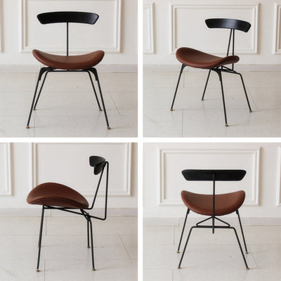 Chaise de salle à manger contemporaine en fourmi industrielle, bois, armature en cuir, tissu, éponge avec dossier pour salle à manger 