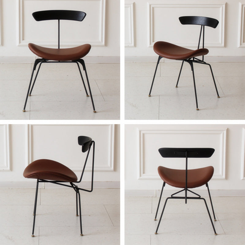 Chaise de salle à manger contemporaine en fourmi industrielle, bois, armature en cuir, tissu, éponge avec dossier pour salle à manger 
