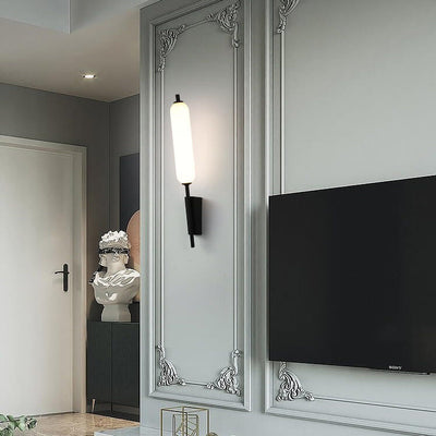 Minimalist Creative Column Straight Arm Iron PC LED Wall Sconce Lamp