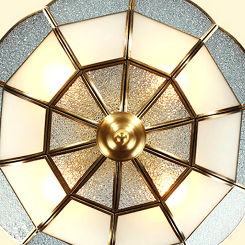 European Light Luxury Crystal Shade Conical Copper 4/6-Light Semi-Flush Mount Ceiling Light