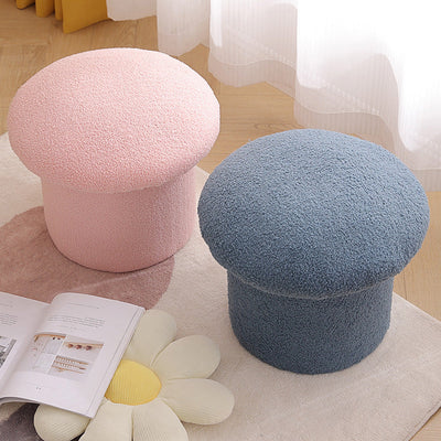 Pouf repose-pieds en velours de forme champignon pour salon, simplicité contemporaine 
