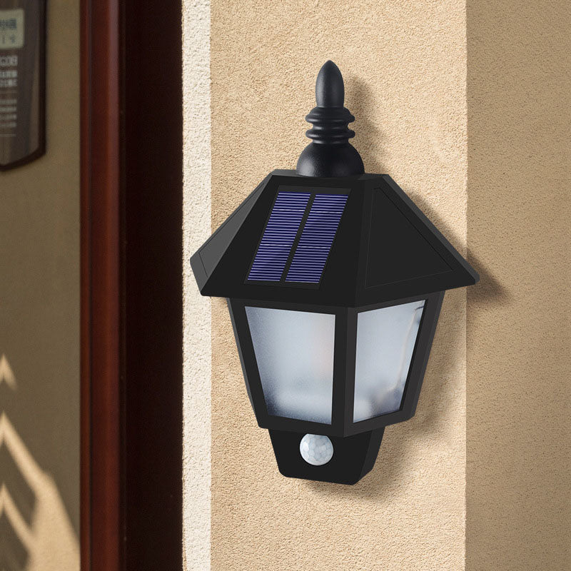 Modern Art Deco Solar Half Hexagonal ABS PC LED Wall Sconce Lamp For Outdoor Patio