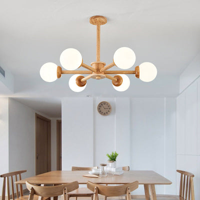 Moderner Mid-Century Gummibaum Ast Rahmen Glas Magic Bean 6/8/12-Licht Kronleuchter für Schlafzimmer 