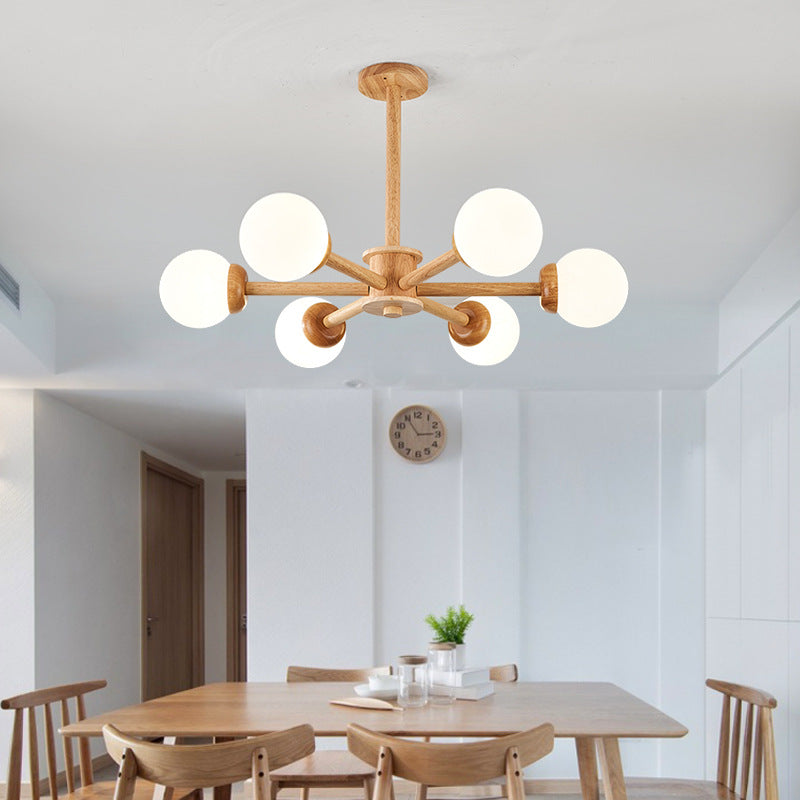 Moderner Mid-Century Gummibaum Ast Rahmen Glas Magic Bean 6/8/12-Licht Kronleuchter für Schlafzimmer 