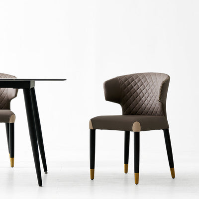 Chaise de salle à manger avec dossier en bois à peau de microfibre minimaliste moderne en acier au carbone et éponge avec arc carré 