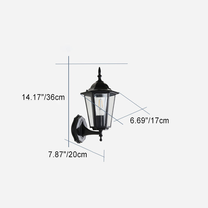 Zeitgenössische industrielle sechseckige Aluminiumrahmen Milchglas 1-Licht Außenwandleuchte Lampe für Garten 