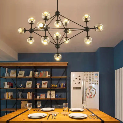 Moderne minimalistische runde Kugel Eisen Glas 10/21 Licht Kronleuchter für Wohnzimmer 