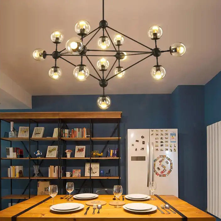 Moderne minimalistische runde Kugel Eisen Glas 10/21 Licht Kronleuchter für Wohnzimmer 