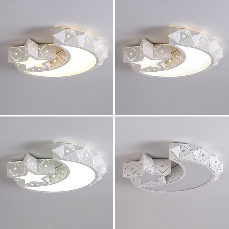 Zeitgenössische kreative Stern Mond Eisen Acryl LED Unterputz Deckenleuchte für Schlafzimmer 