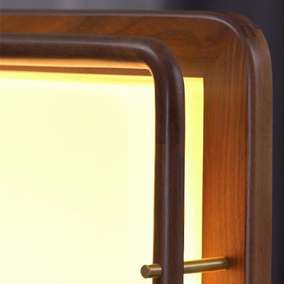 Plafonnier LED rond géométrique minimaliste moderne en bois de noyer et acrylique pour salon 