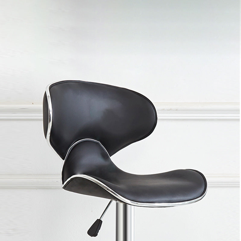 Tabouret de bar pivotant en cuir PU incurvé industriel contemporain avec repose-pieds pour salle à manger 
