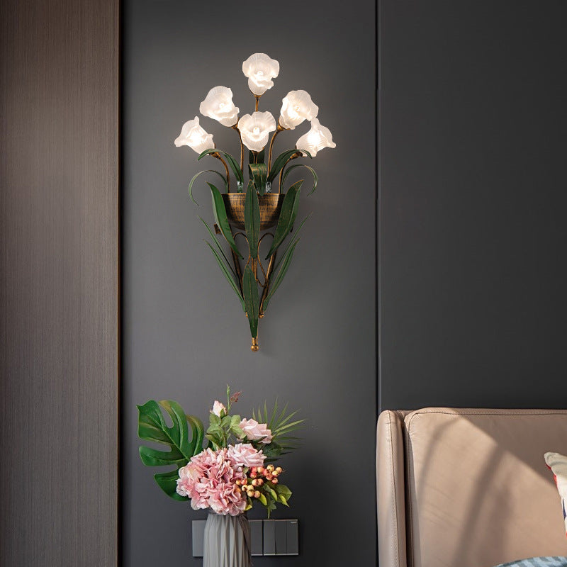 Modern Minimalist Glass Flower 6/10-Light Wall Sconce Lamp