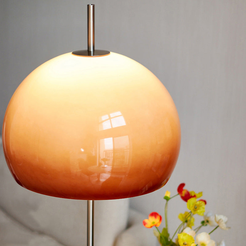 Contemporary Retro Mushroom Hardware Glass 2-Light Standing Floor Lamp For Living Room