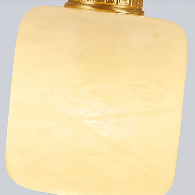 Traditionelle chinesische Laterne Zylinder Kupfer Glas 1-Licht Tischlampe für Schlafzimmer 