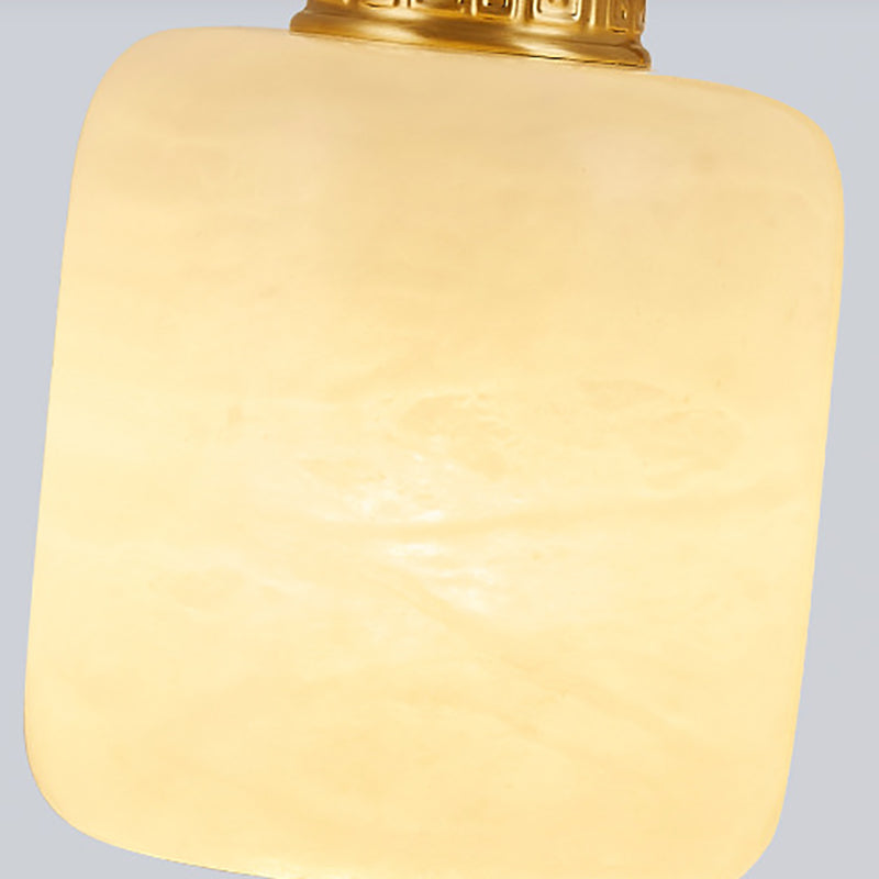 Traditionelle chinesische Laterne Zylinder Kupfer Glas 1-Licht Tischlampe für Schlafzimmer 
