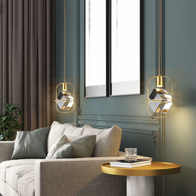 Moderne Einfachheit Kristall Quadrat 1-Licht Pendelleuchte für Schlafzimmer 