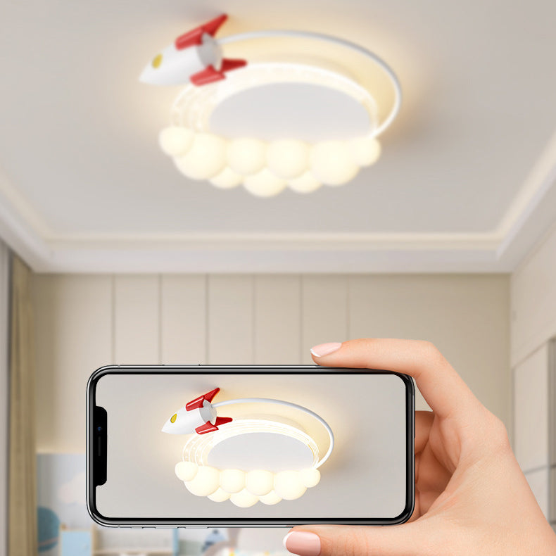 Moderne Art Deco Kinder Eisen PE Rakete Wolke Runde LED Unterputz Deckenleuchte Für Schlafzimmer 