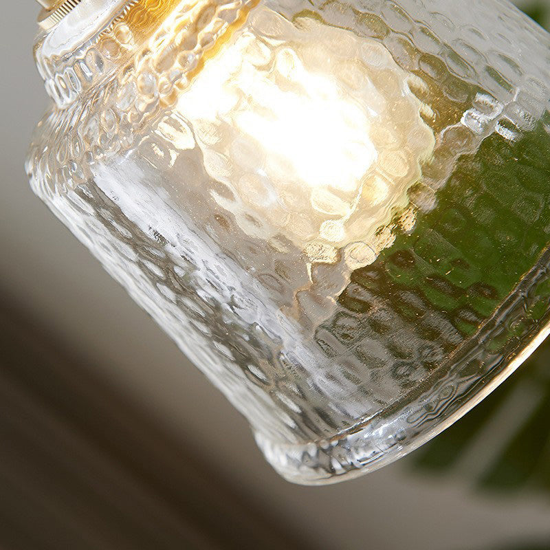 Contemporain Verre Cylindre Scandinave Cuivre Suspension 1 Lumière Pour Salle à Manger 