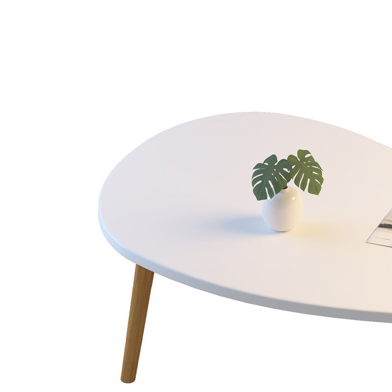 Mesa Auxiliar Moderna Minimalista Ovalada Curvada de Tablero de Densidad de Madera de 1 Nivel para Sala de Estar 