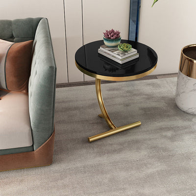 Table d'appoint ronde en marbre minimaliste moderne à 2 niveaux pour salon 