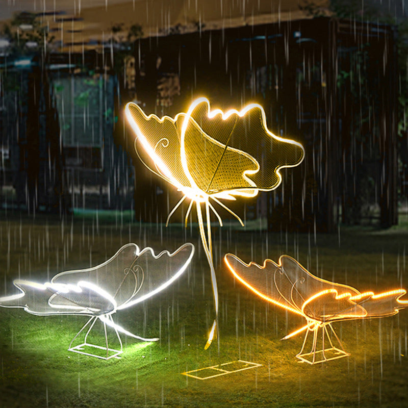 Éclairage paysager LED papillon en fibre de verre étanche Art déco moderne pour jardin 