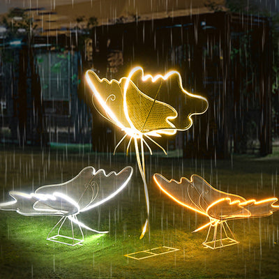 إضاءة خارجية LED على شكل فراشة من الألياف الزجاجية العازلة للماء بأسلوب آرت ديكو الحديث للحديقة 