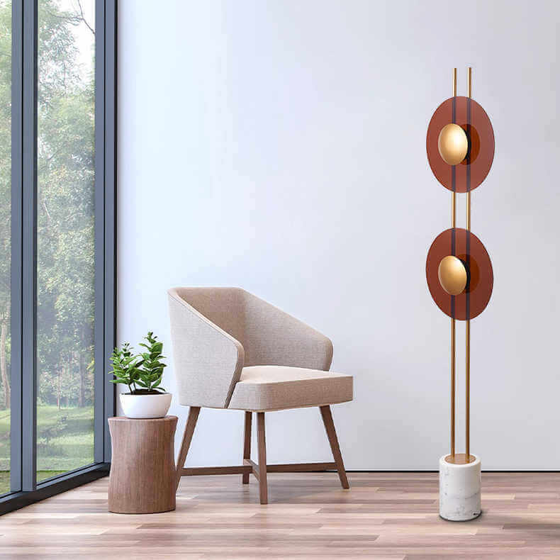 Modern Nordic Hardware Disc Marble Base LED Standing Floor Lamp