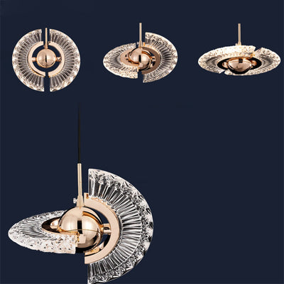 Lustre LED contemporain de luxe avec abat-jour en acrylique rotatif en forme de croix pour salon 