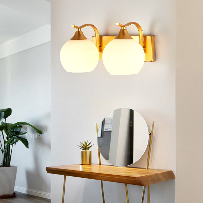 Lámpara de Aplique de Pared de Simplicidad Moderna de Hierro y Vidrio con 1/2 Luces para la Mesita de Noche 