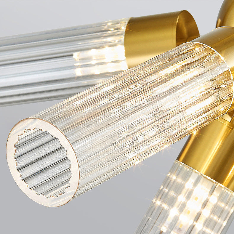 Candelabro contemporáneo creativo de cilindro de hierro acrílico de 11 luces para comedor 