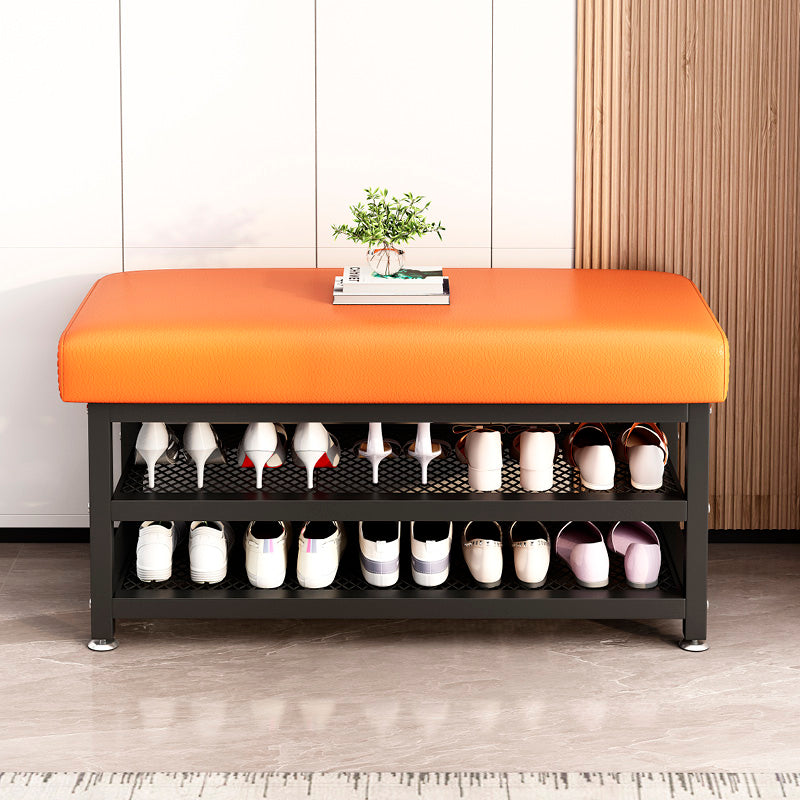 Modern Luxury Rectangle Synthetic Fabric Carbon Steel Shoe Storage 2-Shelf For Entryways