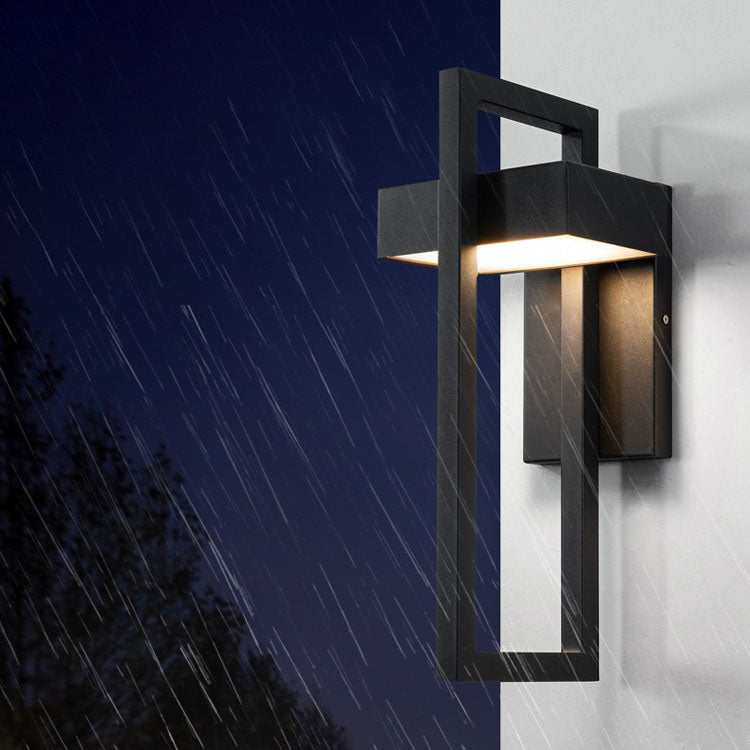 Lámpara Aplique de Pared LED de Acero Inoxidable Rectangular Minimalista Moderna Para Patio Exterior 