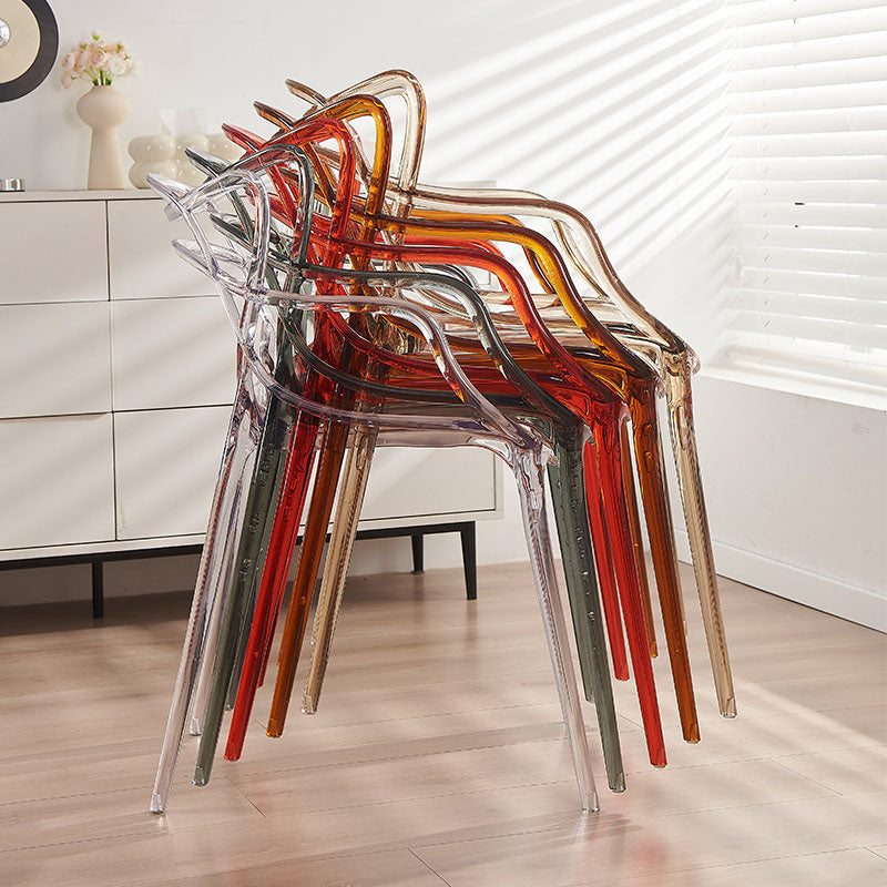 Contemporary Creative Curved Frame PC Plastic Dining Chair Backrest Armrest For Dining Room