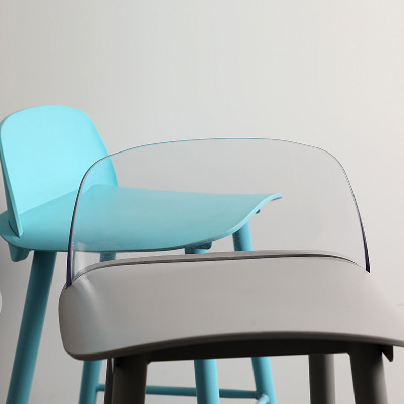 Moderner minimalistischer rechteckiger Barhocker aus Kohlenstoffstahl mit Kunststofflehne für das Esszimmer 