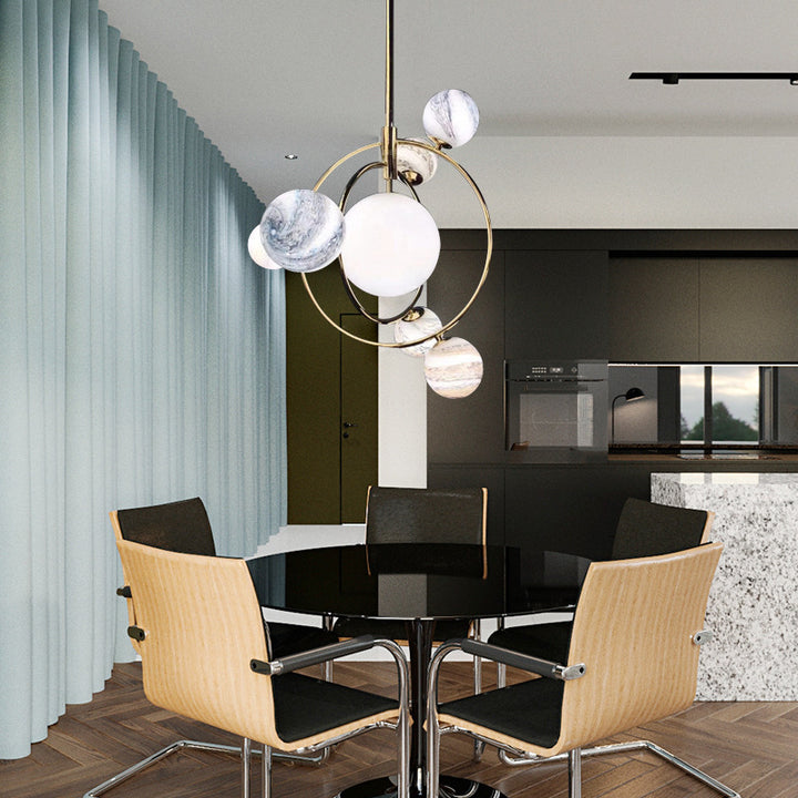 Contemporary Creative Glass Balls 7-Light Chandelier For Bedroom