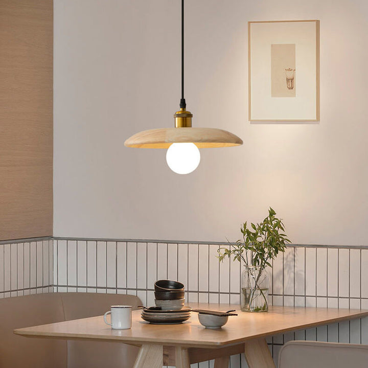 Suspension Luminaire à 1 Lumière en Bois Massif Minimaliste Moderne Nordique 