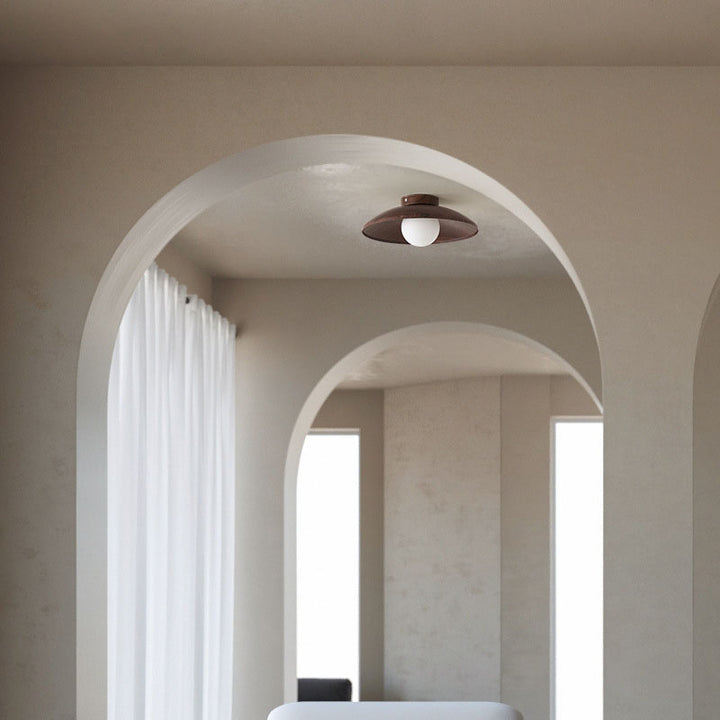 Luz de techo semiempotrada de 1 luz de hierro y vidrio con forma de orbe cilíndrico minimalista moderno para dormitorio 