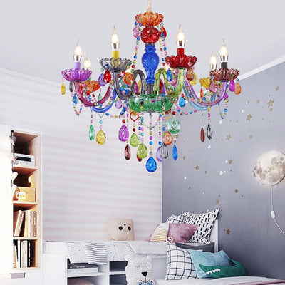 Lustre moderne de luxe en fer et verre avec cristaux à 6/8 lumières pour salle à manger 