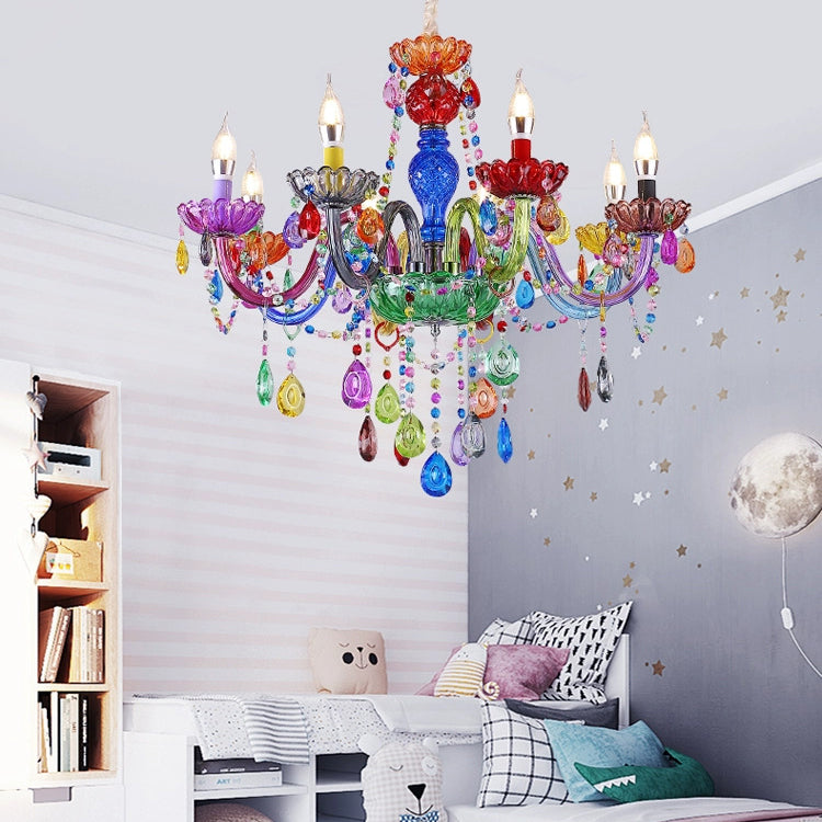 Lustre moderne de luxe en fer et verre avec cristaux à 6/8 lumières pour salle à manger 