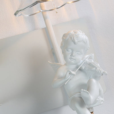 Zeitgenössische kreative Engel Blütenblatt Harz Glas 1/2 Licht Wandleuchte Lampe für Schlafzimmer 
