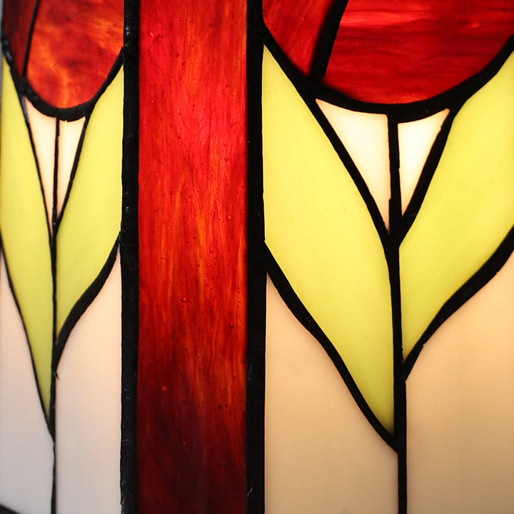 Traditionelle quadratische 1-flammige Tischlampe aus Tiffanyglas für Schlafzimmer 