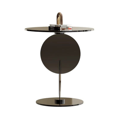 Table d'appoint moderne Art Déco ronde combinant design en verre et métal pour salon 