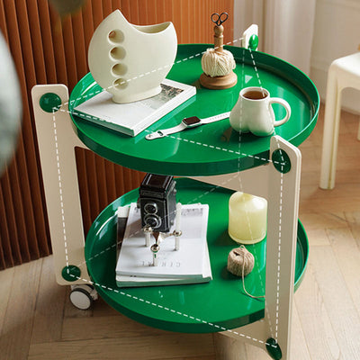 Zeitgenössischer kreativer runder PET-Acryl-Beistelltisch mit 2 Ebenen für das Wohnzimmer 
