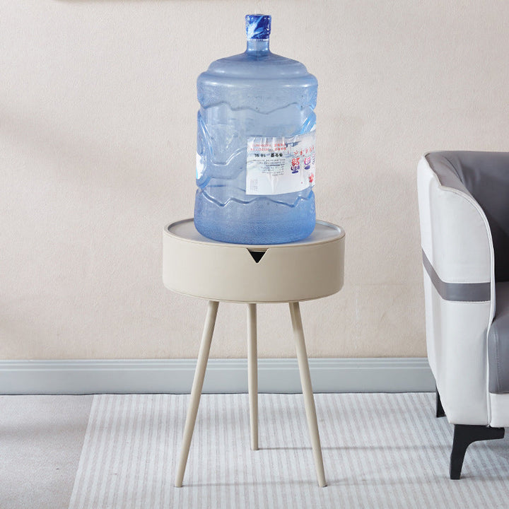 Modern Minimalist Round Tripod PP Plastic Iron Nightstand 1-Storage For Bedroom