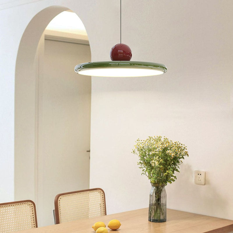 Zeitgenössische skandinavische runde fliegende Untertasse Eisen Acryl LED Pendelleuchte für Wohnzimmer 