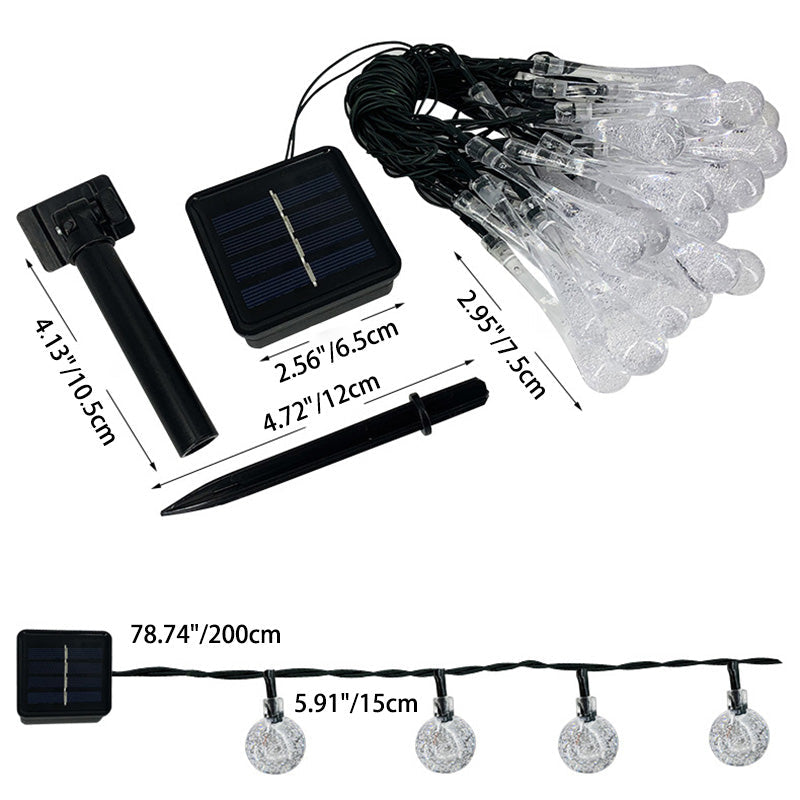 Lumières de guirlande LED modernes Art Déco étanches en PVC solaire en caoutchouc acrylique boule de neige abeille boule de cristal goutte d&