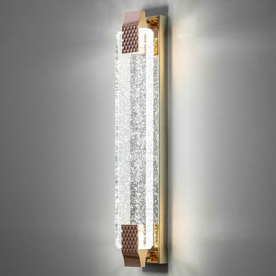 مصباح حائط LED من الفولاذ المقاوم للصدأ بظل كريستالي مستطيل مبهر مع نسيج فقاعي للغرفة المعيشية 