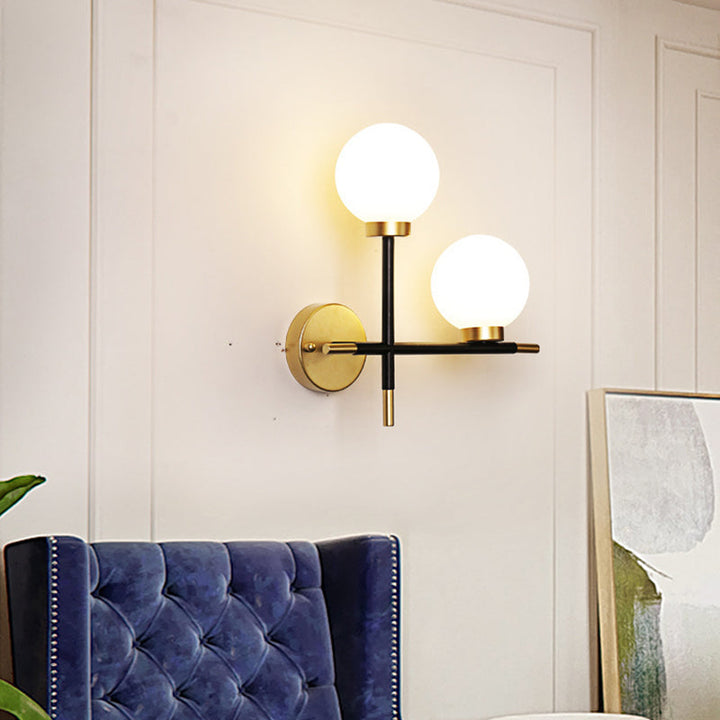 Zeitgenössische Einfachheit Eisen Magic Bean Molekularglas 2-Licht Wandleuchte Lampe für Wohnzimmer 